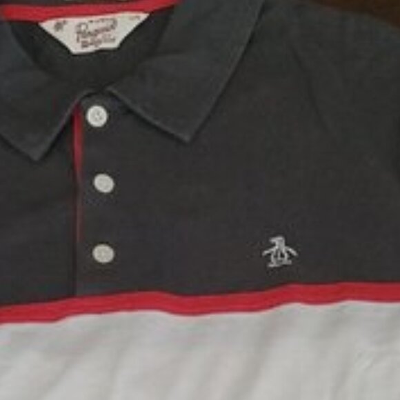 Penguin Oringinal Polo Men's Large White Grey Red Classic Fit - Picture 7 of 7